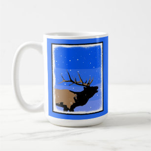Bugling Elk in Winter - Original Wildlife Art Kaffemugg