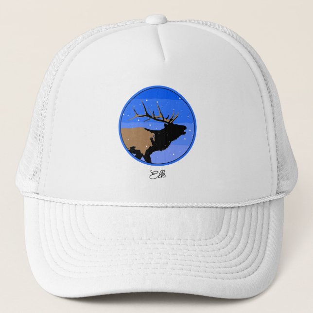 Bugling Elk in Winter - Original Wildlife Art Keps (Framsida)