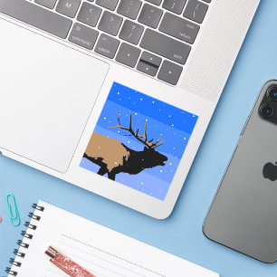 Bugling Elk in Winter - Original Wildlife Art Klistermärken