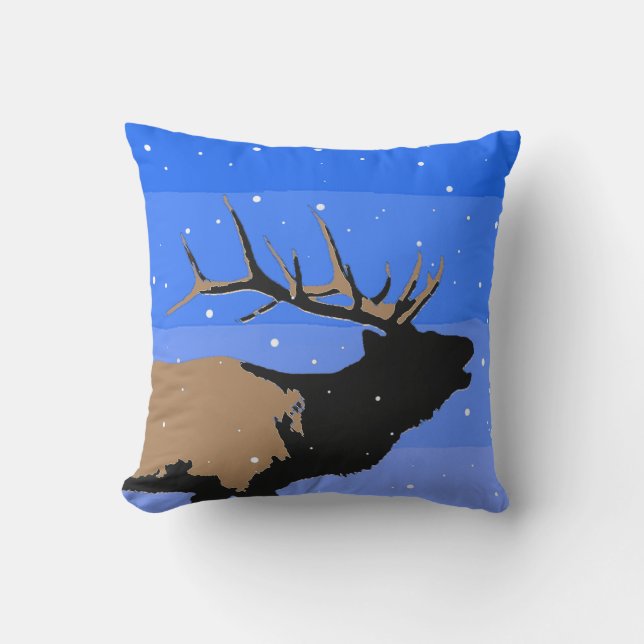Bugling Elk in Winter - Original Wildlife Art Kudde (Framsida)