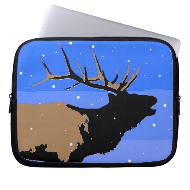 Bugling Elk in Winter - Original Wildlife Art Laptop Fodral (Framsidan)