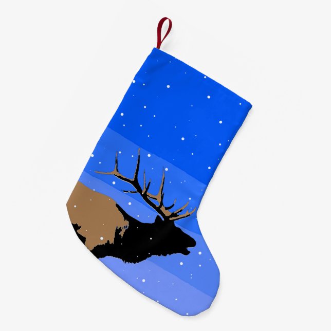 Bugling Elk in Winter - Original Wildlife Art Liten Julstrumpa (Framsidan (Hängande))