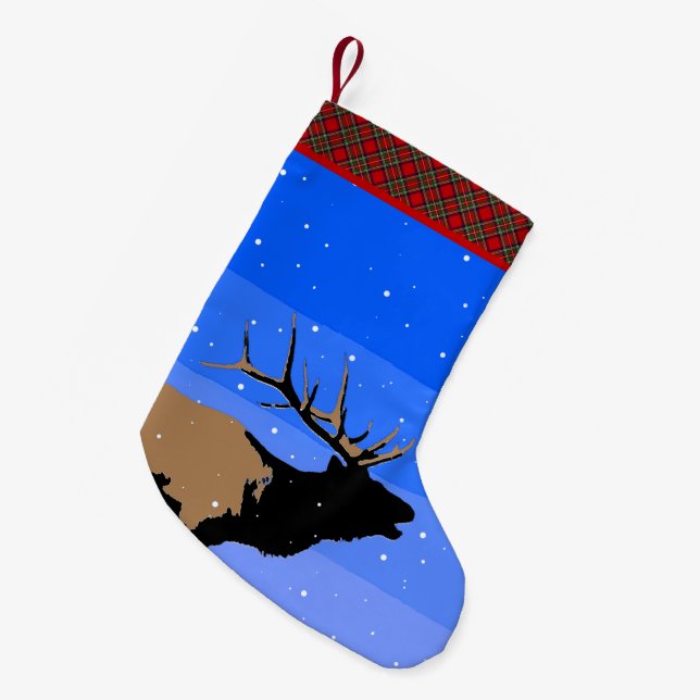 Bugling Elk in Winter - Original Wildlife Art Liten Julstrumpa (Framsidan (Hängande))