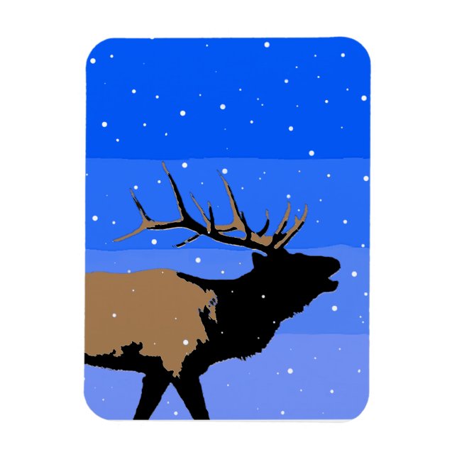 Bugling Elk in Winter - Original Wildlife Art Magnet (Vertikal)