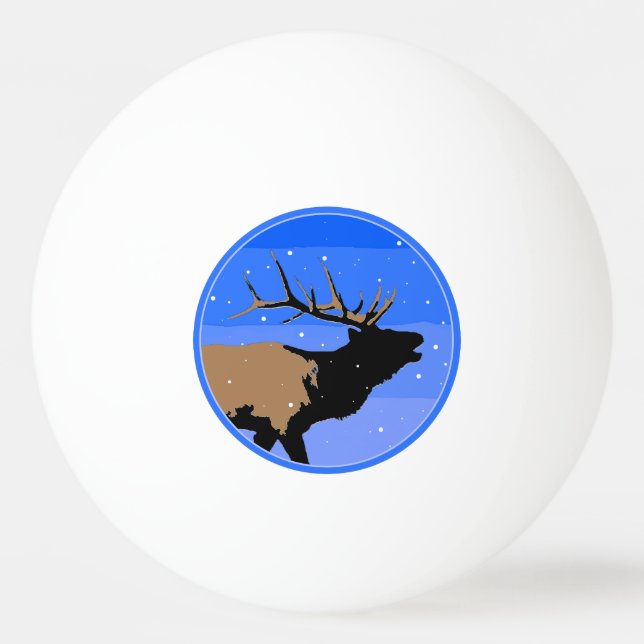 Bugling Elk in Winter - Original Wildlife Art Pingisboll (Framsidan)