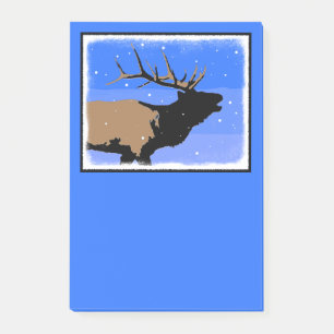 Bugling Elk in Winter - Original Wildlife Art Post-it Block