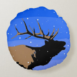 Bugling Elk in Winter - Original Wildlife Art Rund Kudde