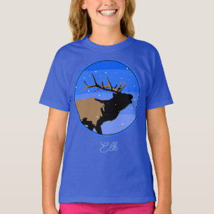 Bugling Elk in Winter - Original Wildlife Art T-S T Shirt