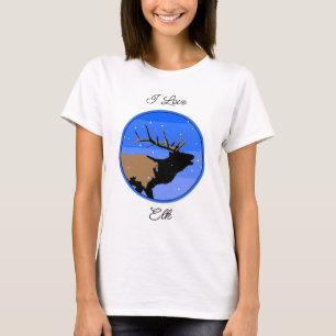 Bugling Elk in Winter - Original Wildlife Art T Shirt