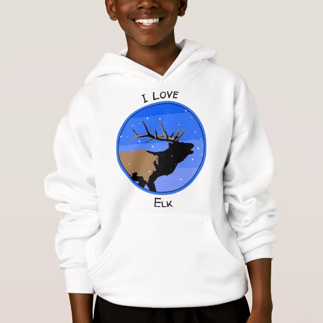 Bugling Elk in Winter - Original Wildlife Art T Shirt (Framsida)