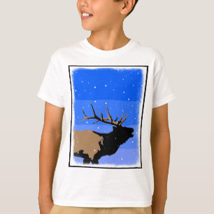 Bugling Elk in Winter - Original Wildlife Art T Shirt