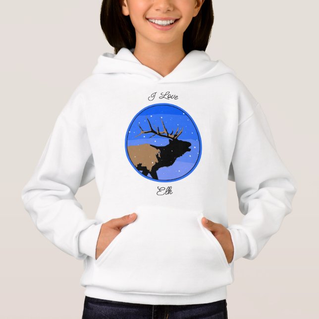 Bugling Elk in Winter - Original Wildlife Art T Shirt (Framsida)
