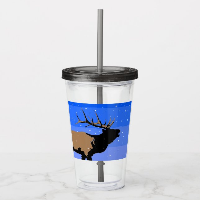Bugling Elk in Winter - Original Wildlife Art Take Away Mugg (Framsida)