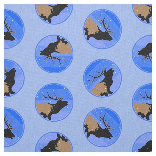 Bugling Elk in Winter - Original Wildlife Art Tyg (Provkarta)