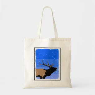 Bugling Elk in Winter - Original Wildlife Art Tygkasse