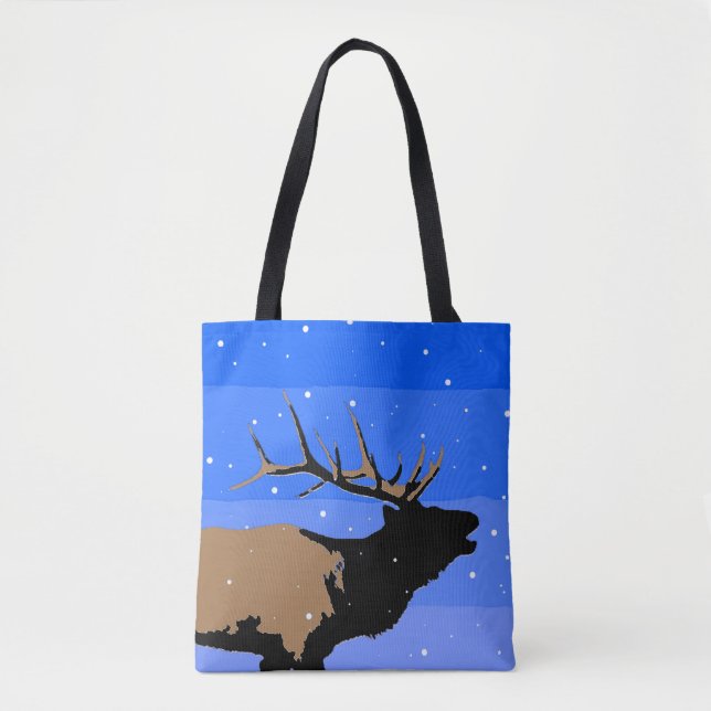 Bugling Elk in Winter - Original Wildlife Art Tygkasse (Framsida)