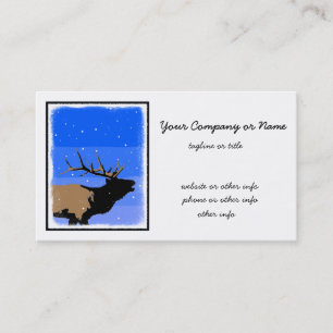 Bugling Elk in Winter - Original Wildlife Art Visitkort
