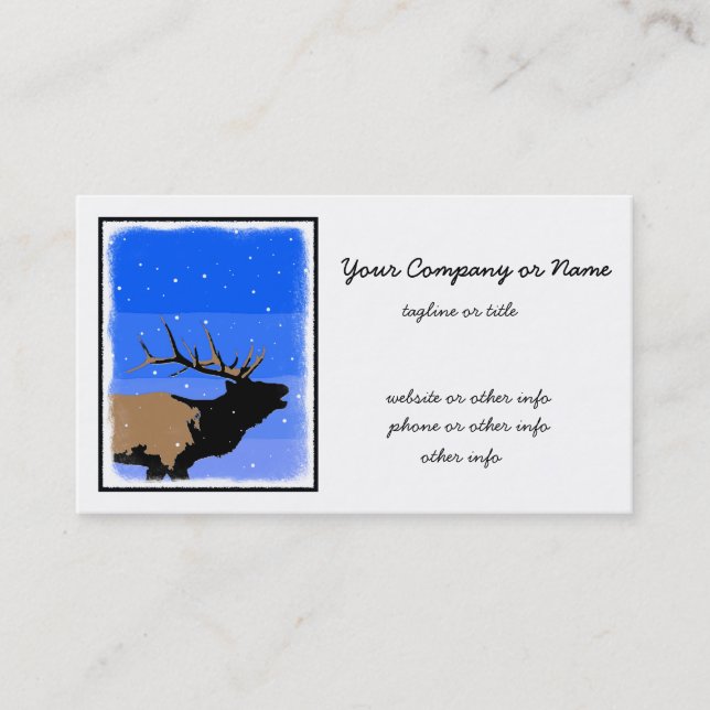 Bugling Elk in Winter - Original Wildlife Art Visitkort (Framsida)