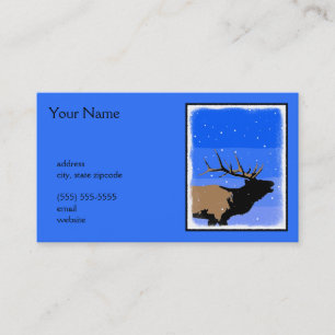 Bugling Elk in Winter - Original Wildlife Art Visitkort