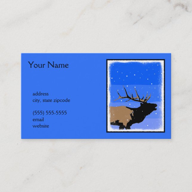 Bugling Elk in Winter - Original Wildlife Art Visitkort (Framsida)