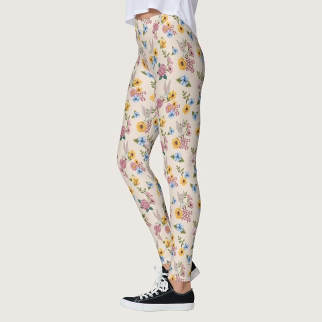 BUGS BUNNY™ Blommig Broderimönster Leggings (Vänster)