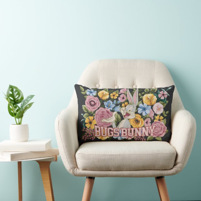 BUGS BUNNY™ Blommig Brodyrgrafik Lumbarkudde (Stol)