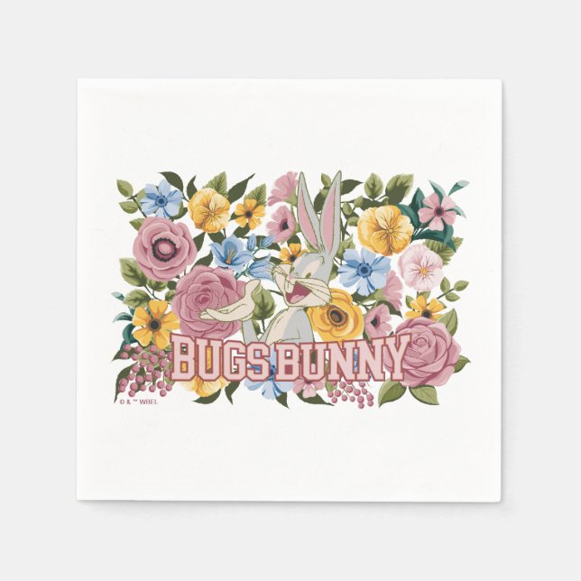 BUGS BUNNY™ Blommig Brodyrgrafik Pappersservett (Framsidan)
