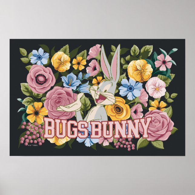 BUGS BUNNY™ Blommig Brodyrgrafik Poster (Framsidan)