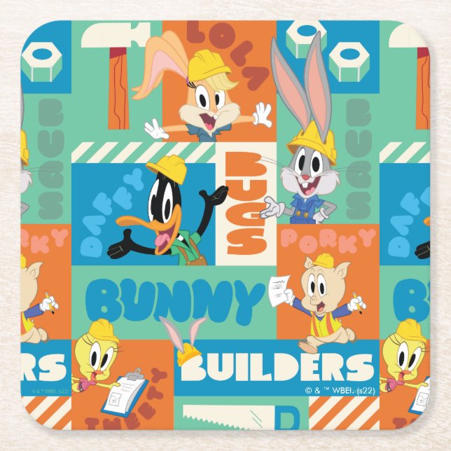 BUGS BUNNY BUILDERS™| Character Grid Pattern Underlägg Papper Kvadrat (Framsidan)