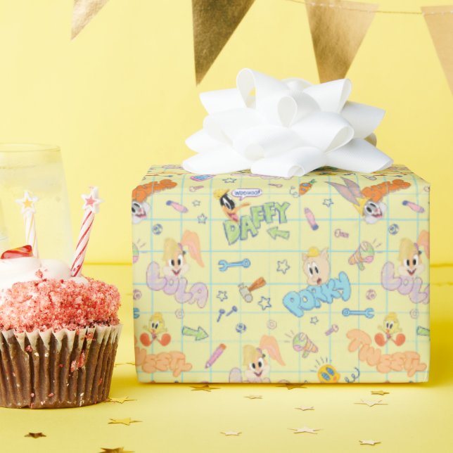 BUGS BUNNY BUILDERS™| Character Sketch Pattern Presentpapper (Födelsedagsfest)