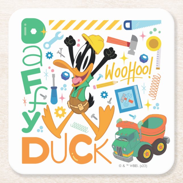 BUGS BUNNY BUILDERS™| DAFFY DUCK™ Byggverktyg Underlägg Papper Kvadrat (Framsidan)