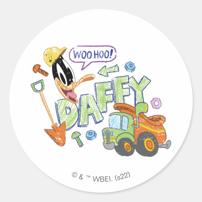 BUGS BUNNY BUILDERS™| DAFFY DUCK™ Skisskonst Runt Klistermärke (Framsida)