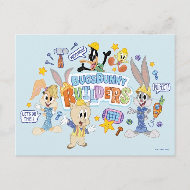 BUGS BUNNY BUILDERS™| Group Sketch Art Vykort (Framsida)