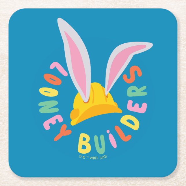 BUGS BUNNY BUILDERS™| Hard Hat Circle Logo Underlägg Papper Kvadrat (Framsidan)