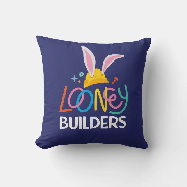 BUGS BUNNY BUILDERS™| Hård hatt staplade logotyp Kudde (Framsida)