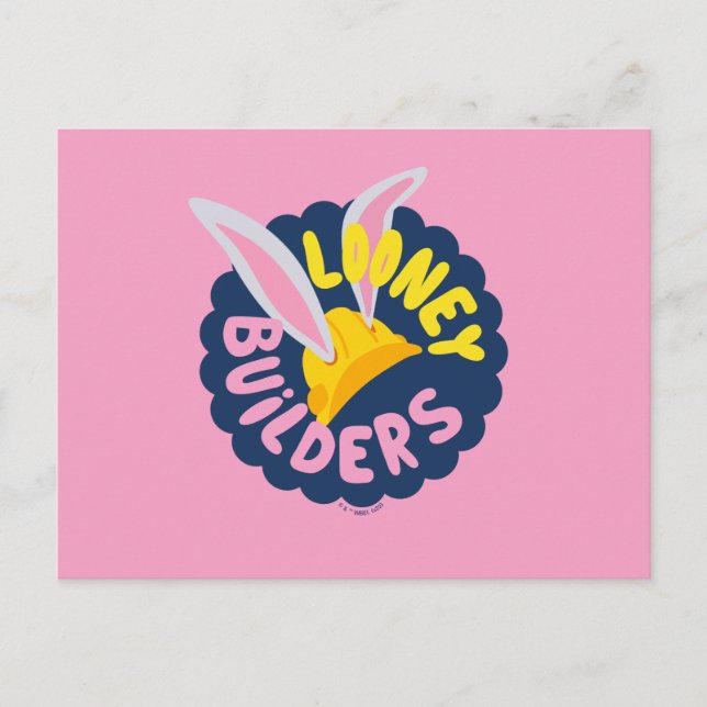 BUGS BUNNY BUILDERS™| Hård hjälm Scalloped Logotyp Vykort (Framsida)
