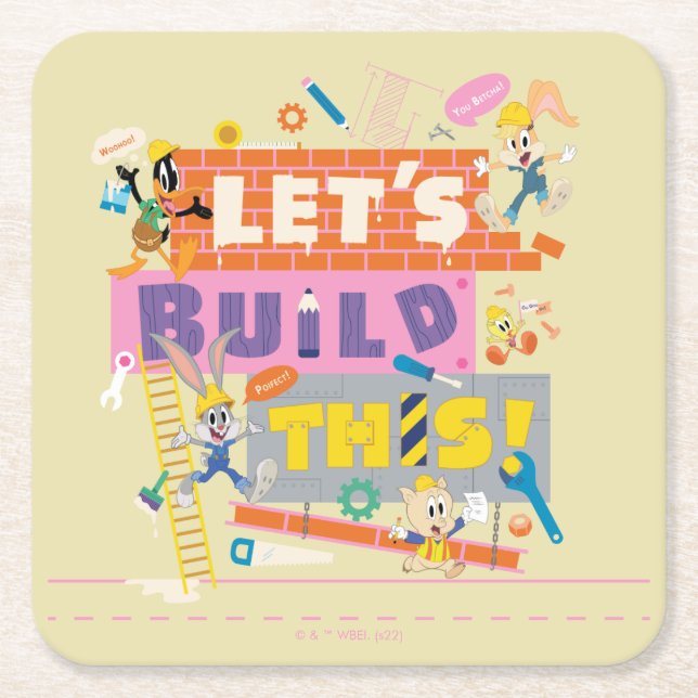 BUGS BUNNY BUILDERS™| "Låt oss bygga detta" Arbets Underlägg Papper Kvadrat (Framsidan)