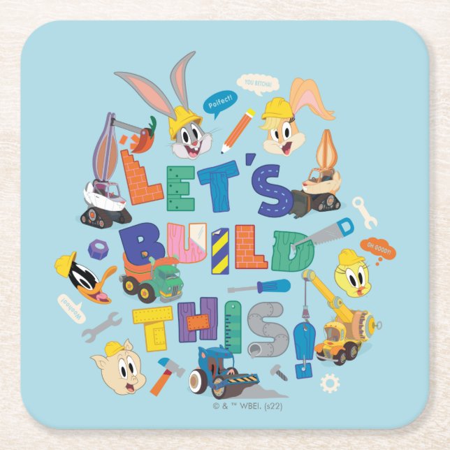 BUGS BUNNY BUILDERS™| "Let's Build This" Collage Underlägg Papper Kvadrat (Framsidan)
