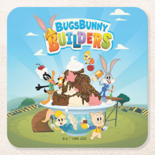 BUGS BUNNY BUILDERS™  Looney Builders Glassis Underlägg Papper Kvadrat