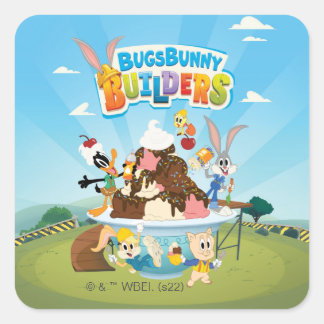BUGS BUNNY BUILDERS™| Looney Builders Glassstårta Fyrkantigt Klistermärke
