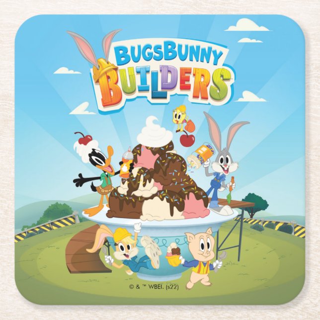 BUGS BUNNY BUILDERS™| Looney Builders Ice Cream Underlägg Papper Kvadrat (Framsidan)