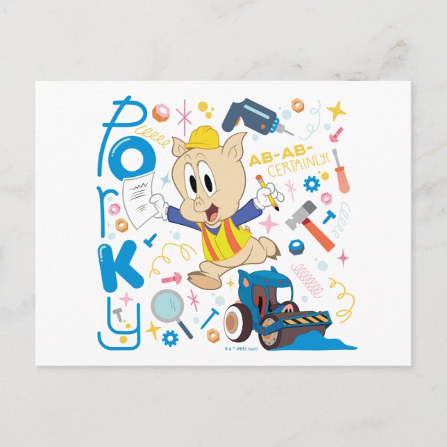 BUGS BUNNY BUILDERS™| Porky Piggs arbetsverktyg Vykort (Framsida)