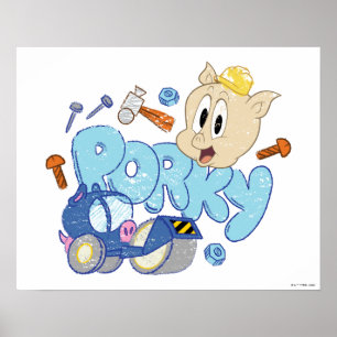 BUGS BUNNY BUILDERS™ Porky Sketch Art Poster