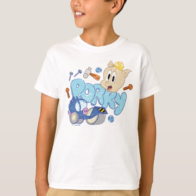 BUGS BUNNY BUILDERS™| Porky Sketch Art T Shirt (Framsida)