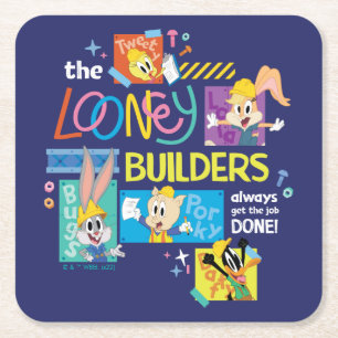 BUGS BUNNY BUILDERS™  The Looney Builders Collage Underlägg Papper Kvadrat