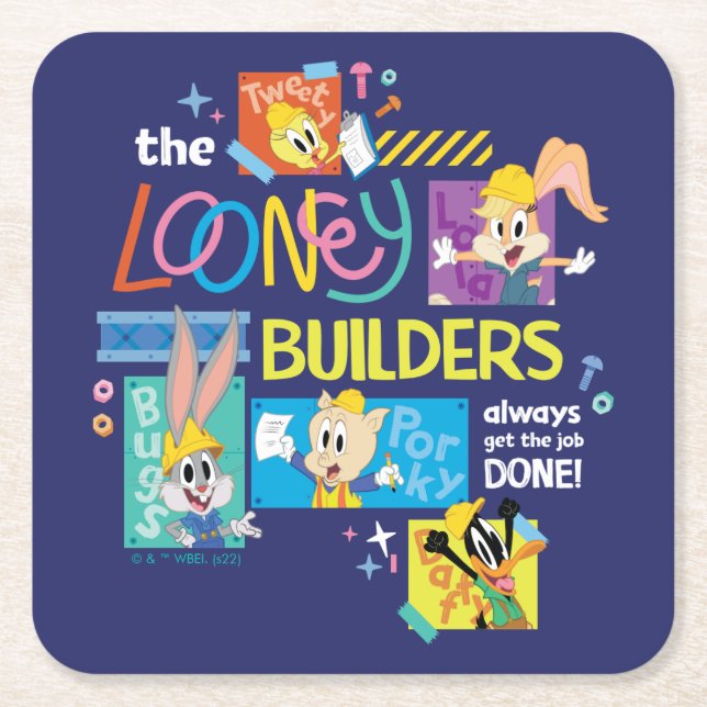 BUGS BUNNY BUILDERS™| The Looney Builders Collage Underlägg Papper Kvadrat (Framsidan)