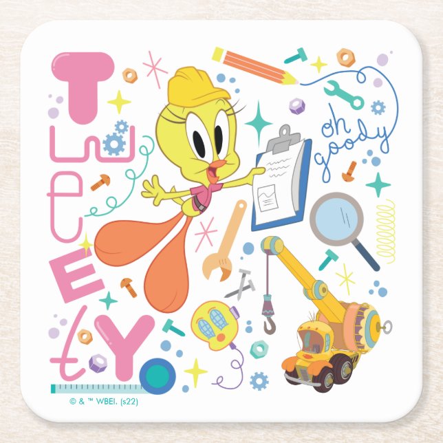 BUGS BUNNY BUILDERS™| TWEETY™ Arbetsredskap Underlägg Papper Kvadrat (Framsidan)