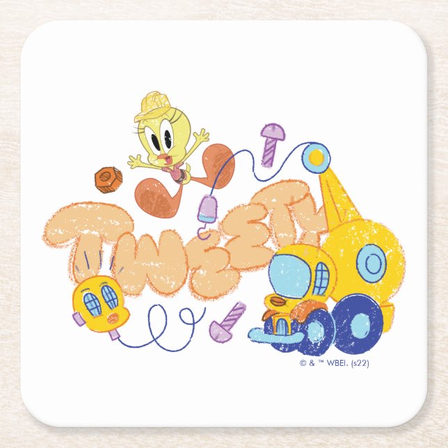 BUGS BUNNY BUILDERS™| TWEETY™ Skisskonst Underlägg Papper Kvadrat (Framsidan)
