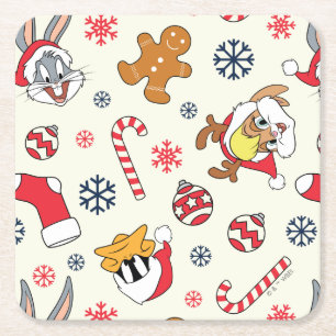 BUGS BUNNY™, DAFFY DUCK™ & Lola Julmönster Underlägg Papper Kvadrat