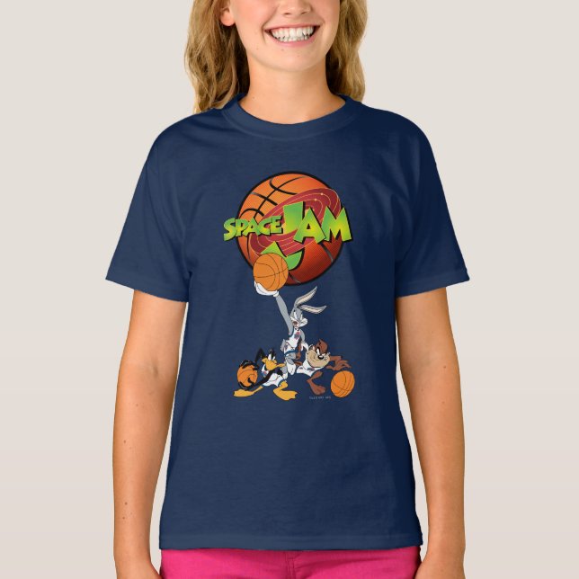 BUGS BUNNY™, DAFFY DUCK™ och TAZ™ SPACE JAM™-logot T Shirt (Framsida)